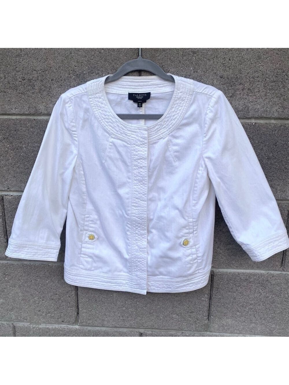 Talbots White Cotton Denim Jacket Women's 10 Petite